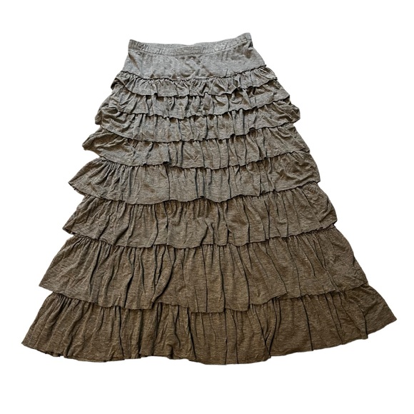 Soft Surroundings Gray Tiered Ruffle Maxi Skirt, Sz Petite S - Picture 10 of 14